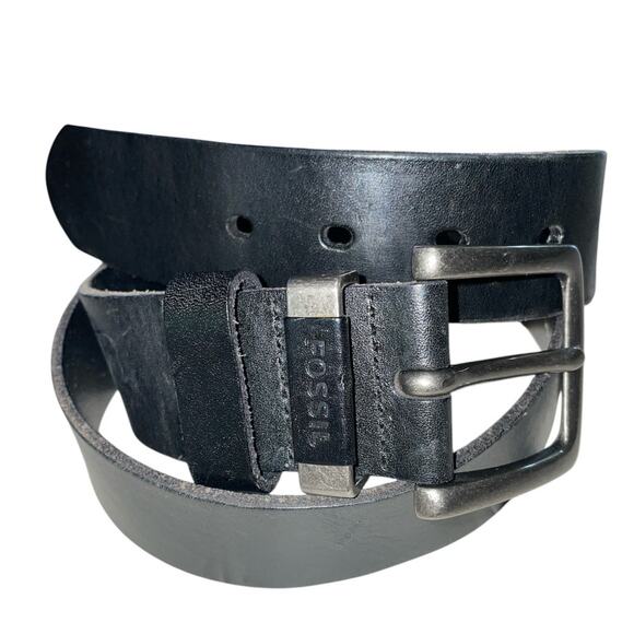 Fossil Genuine Black Leather Belt 34" Medium - Picture 1 of 6